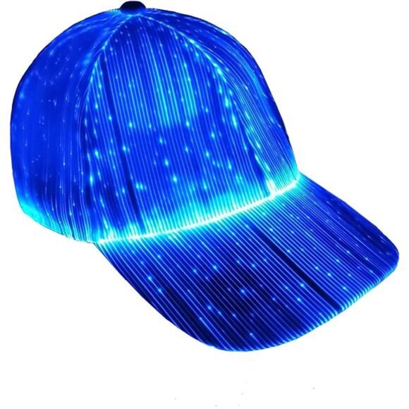 Fiber optic cap LED hat with 7 colors luminous glowing EDC baseball hats USB - Picture 1 of 7
